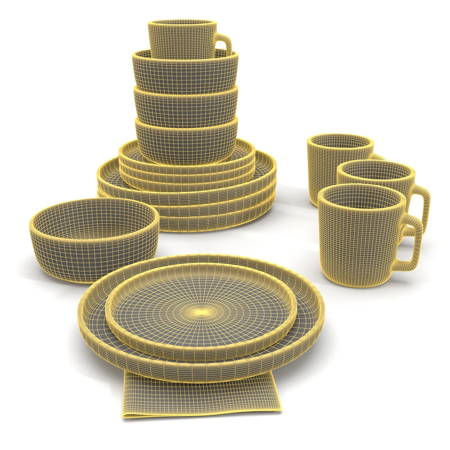 Gibson Home Zuma 16 Piece Round Kitchen Dinnerware Set PBR 3D Model_07